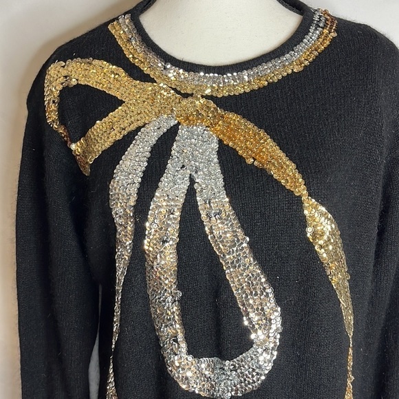 Vintage Work in Progress silk/ angora sequin bow sweater - Picture 3 of 6